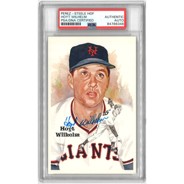 Hoyt Wilhelm Autographed Perez-Steele HOF Series Postcard # 193 (PSA-46)