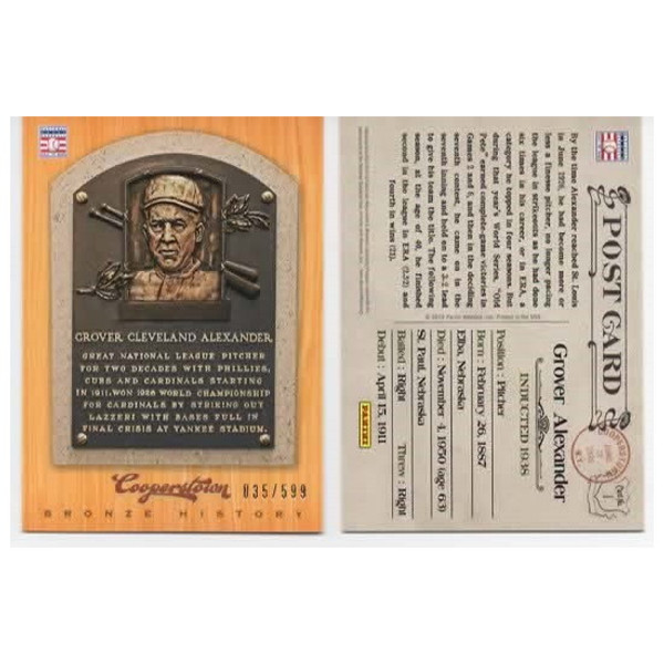 Grover Alexander 2012 Panini Cooperstown Bronze History Baseball Card Ltd Ed of 599