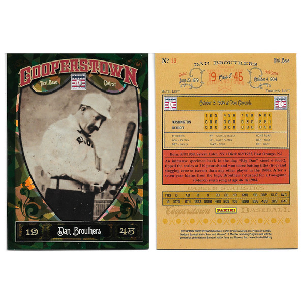 Dan Brouthers 2013 Panini Cooperstown Green Crystal # 13