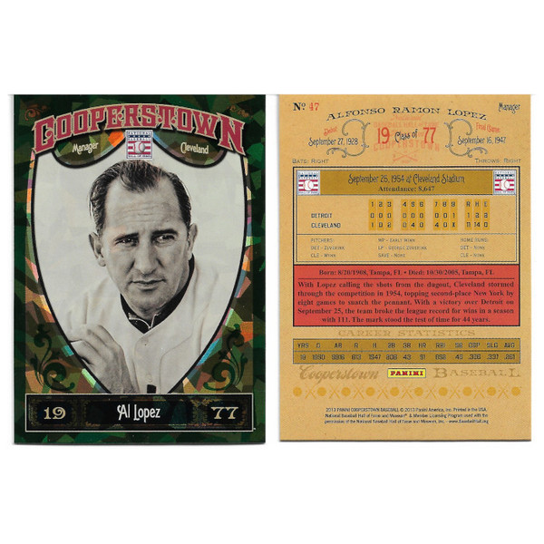 Al Lopez 2013 Panini Cooperstown Green Crystal # 47