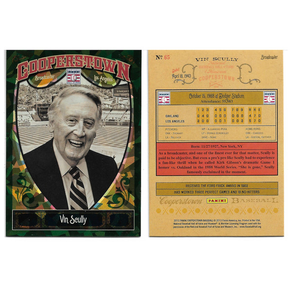 Vin Scully 2013 Panini Cooperstown Green Crystal # 65