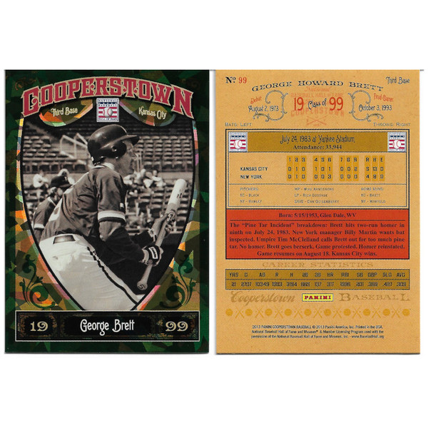 George Brett 2013 Panini Cooperstown Green Crystal # 99