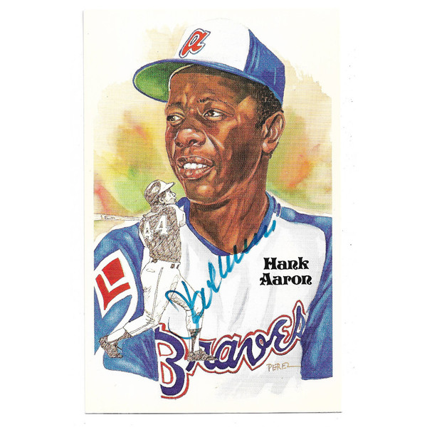 Hank Aaron Autographed Perez-Steele HOF Series Postcard # 177 (JSA-06)