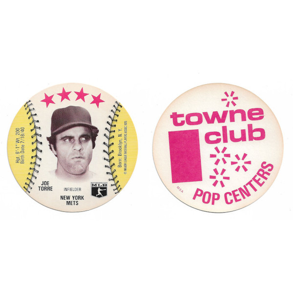Joe Torre 1976 Towne Club Disc Baseball Card