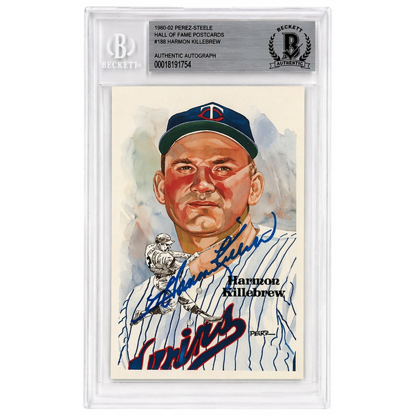 Harmon Killebrew Autographed Perez-Steele HOF Series Postcard # 188 (Beckett-54)