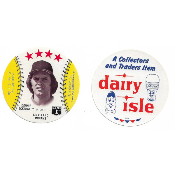 Dennis Eckersley 1977 Dairy Isle Disc Baseball Card