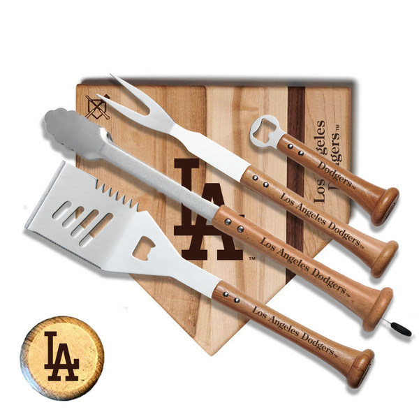 Los Angeles Dodgers Baseball BBQ Grand Slam 12" x 12" Combo Grilling Set