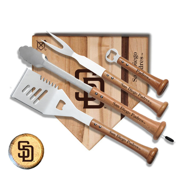 San Diego Padres Baseball BBQ Grand Slam 12" x 12" Combo Grilling Set