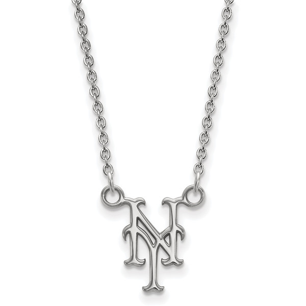 LogoArt New York Mets 18 Inch Sterling Silver Necklace with Logo Pendant