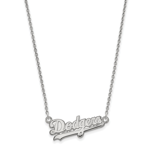 LogoArt Los Angeles Dodgers 18 Inch Sterling Silver Necklace with Script Logo Pendant