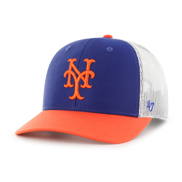 Men's ’47 Brand New York Mets Side Note Royal and Orange Adjustable Trucker Cap