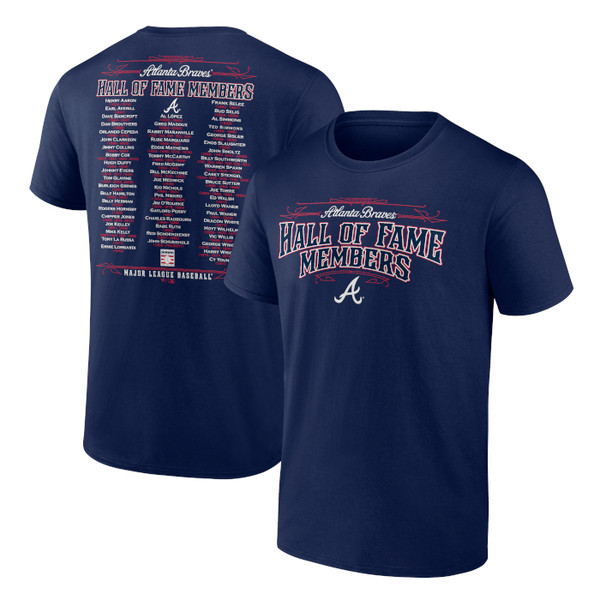 Men’s Atlanta Braves Navy Team Hall of Famer Roster T-Shirt