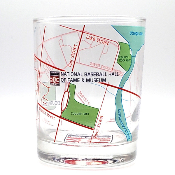 Cooperstown, New York 14 Ounce Village Map Rocks Glass