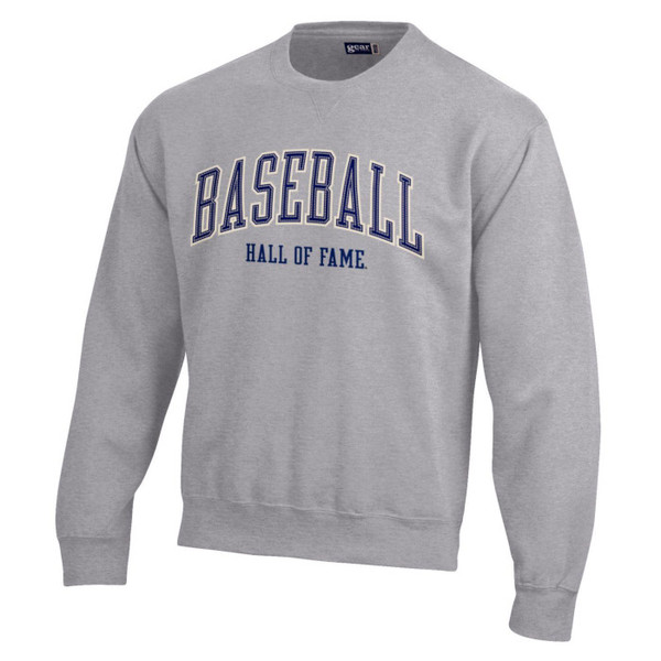 Baseball Hall of Fame Wool Applique Oxford Grey Crewneck Sweatshirt