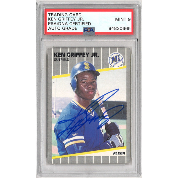 Ken Griffey Jr. Autographed Baseball Rookie Card 1989 Fleer # 548 (PSA)