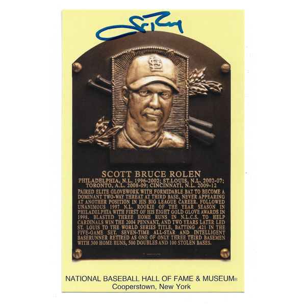 Scott Rolen Autographed Hall of Fame Plaque Postcard (Beckett)