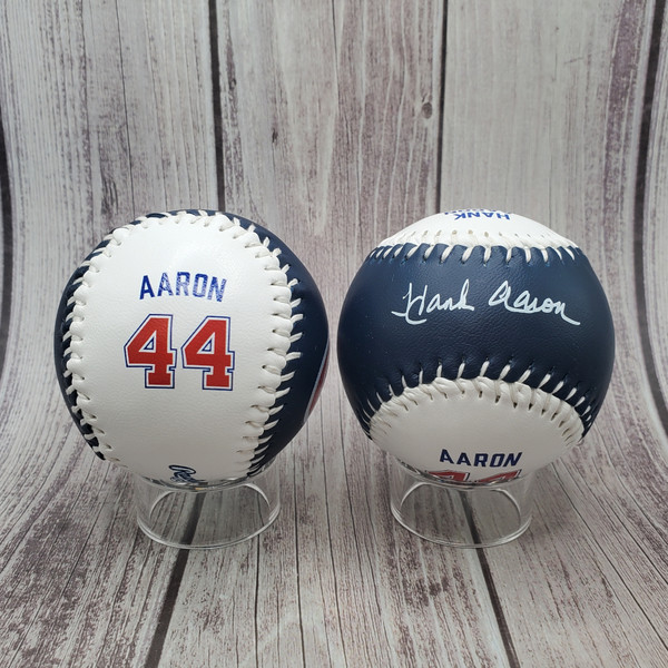 Hank Aaron Atlanta Braves Hall of Famer Name & Number Baseball with Statistics