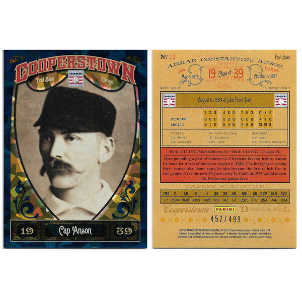Cap Anson 2013 Panini Cooperstown Blue Crystal # 11 Ltd Ed of 499