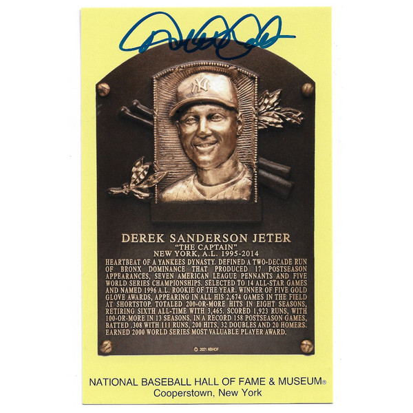 Derek Jeter Autographed Hall of Fame Plaque Postcard (MLB)