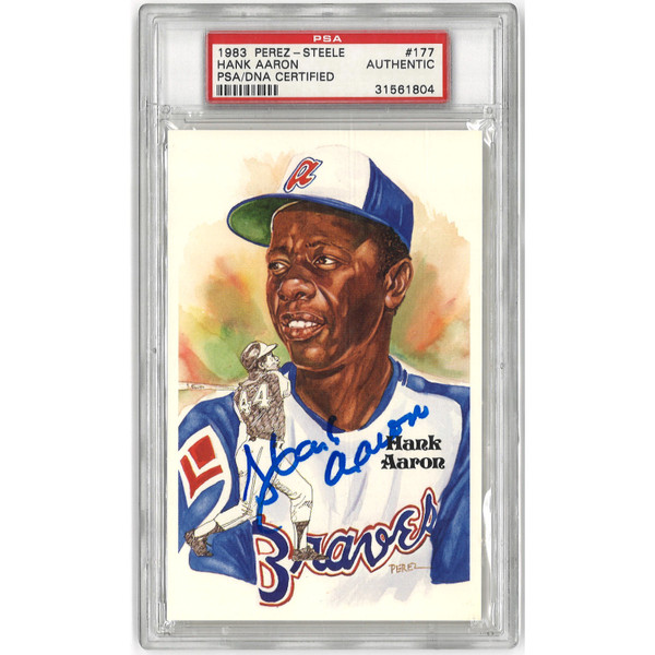 Hank Aaron Autographed Perez-Steele HOF Series Postcard # 177 (PSA-04)