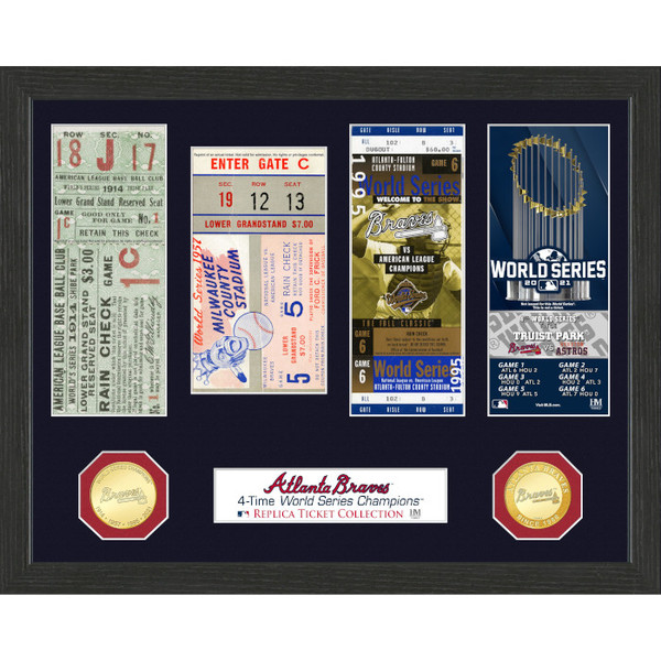 Atlanta Braves 4-Time World Series Champions 12" x 15" Ticket Collection