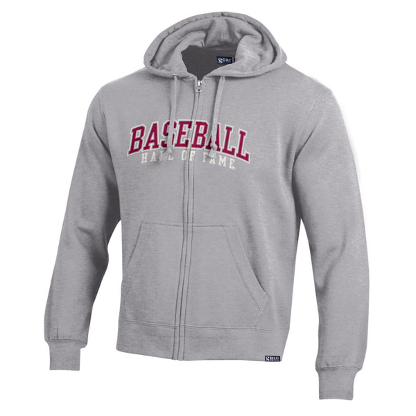 Men's Baseball Hall of Fame Oxford Gray Basic Full-Zip Hoodie