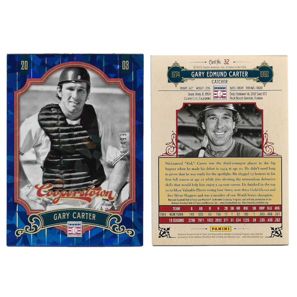Gary Carter 2012 Panini Cooperstown Blue Crystal Collection # 32 Baseball Card Ltd Ed of 499