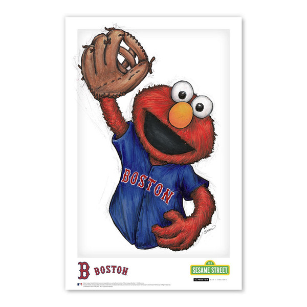 Boston Red Sox Elmo Minimalist Sesame Street Collection 11 x 17 Fine Art Print by artist S. Preston