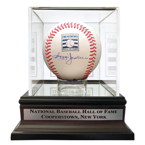 Reggie Jackson Autographed Hall of Fame Logo Baseball with HOF Case (Beckett)