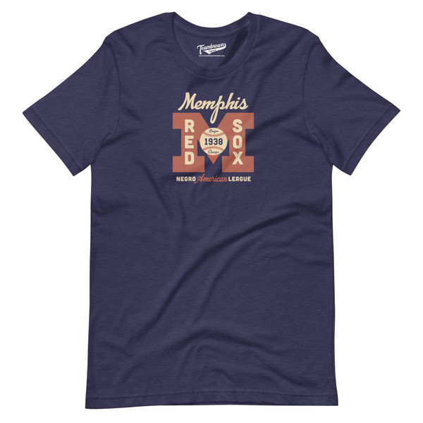 Unisex Teambrown Memphis Red Sox 1938 League Champions Heather Navy T-Shirt