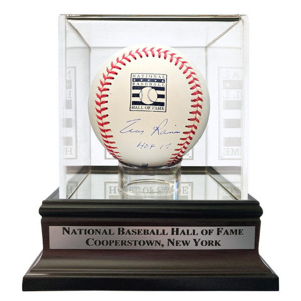 Tim Raines Autographed Hall of Fame Logo Baseball with HOF 17 Inscription with HOF Case (JSA)