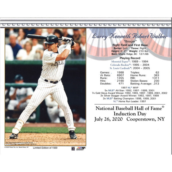 Larry Walker Colorado Rockies 2020 Hall of Fame Induction 8x10 Photocard