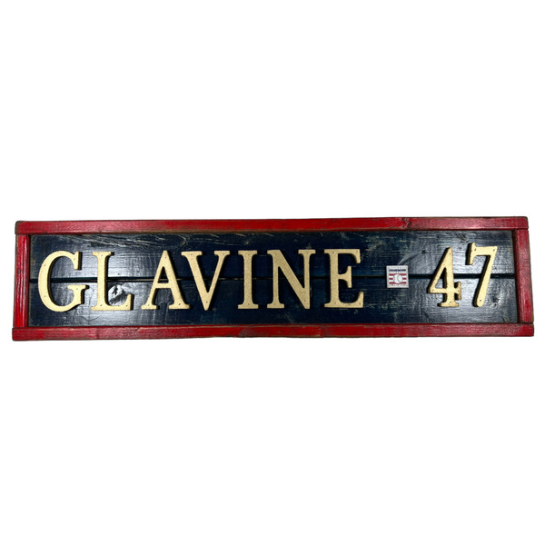 Tom Glavine Hall of Fame Distressed Wood 25 Inch Classic Name & Number Framed Sign