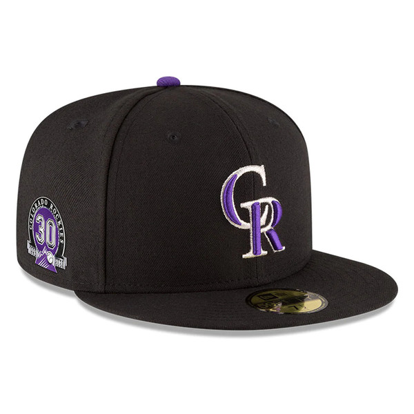 Men’s New Era Colorado Rockies 30th Anniversary On Field 59FIFTY Black Fitted Cap