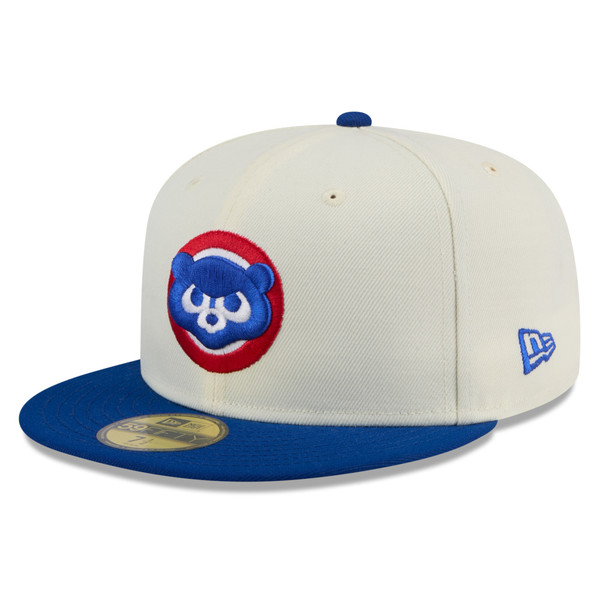Men’s New Era Chicago Cubs Cooperstown Collection Chrome White and Royal 59FIFTY Fitted Cap