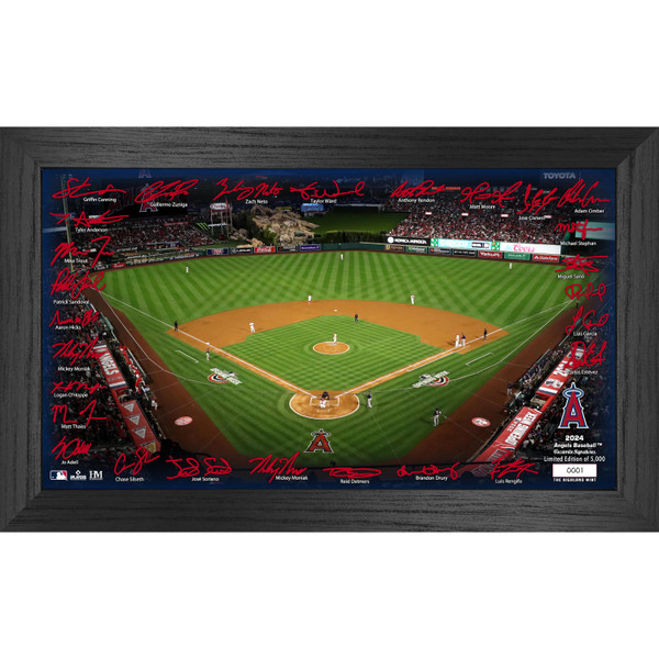 Highland Mint Los Angeles Angels 2024 Framed 12 x 20 Signature Field