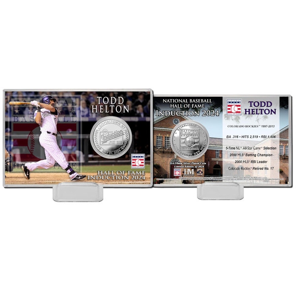 Highland Mint Todd Helton Colorado Rockies Hall of Fame Class of 2024 Silver Plated Coin Card