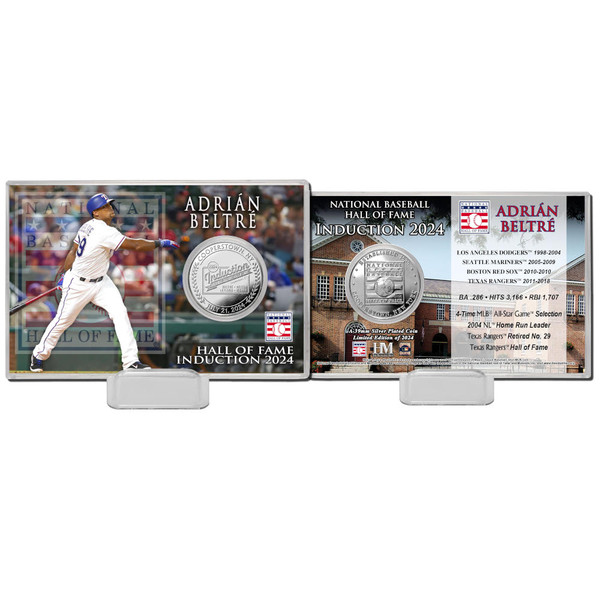 Highland Mint Adrian Beltré Texas Rangers Hall of Fame Class of 2024 Silver Plated Coin Card