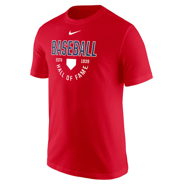 Men’s Nike Baseball Hall of Fame Homeplate Est. 1939 Core Red T-Shirt