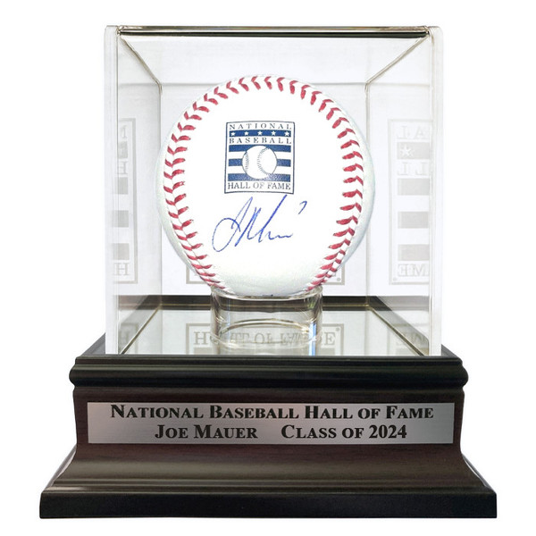 Joe Mauer Autographed Hall of Fame Logo Baseball with HOF Case (Beckett)