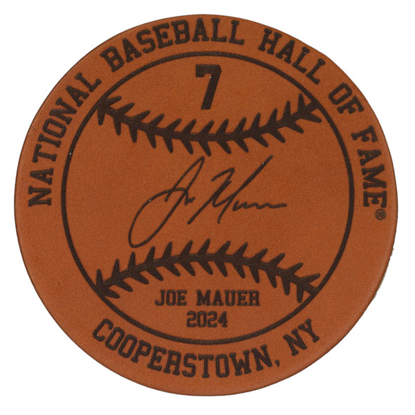 Joe Mauer Baseball Hall of Fame 2024 Inductee Leather Engraved Coaster