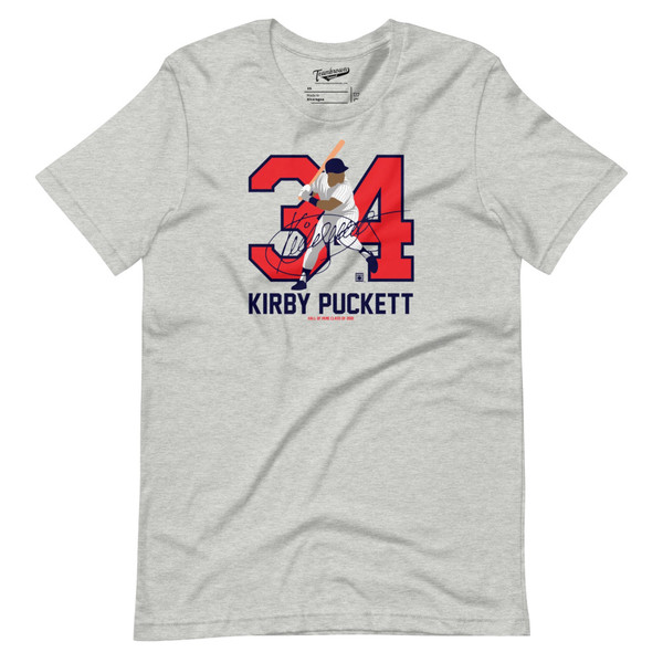 Men’s Teambrown Kirby Puckett Baseball Hall of Fame Member Signature Gray T-Shirt