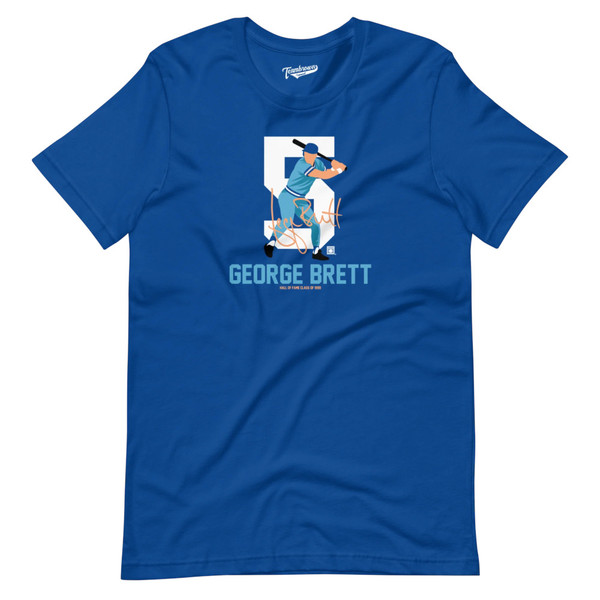 Men’s Teambrown George Brett Baseball Hall of Fame Member Signature Royal T-Shirt