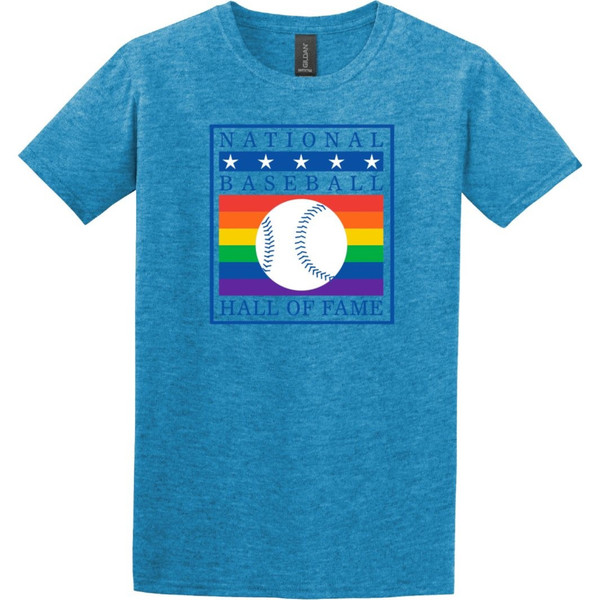 National Baseball Hall of Fame Logo Pride Saphire Heather T-Shirt