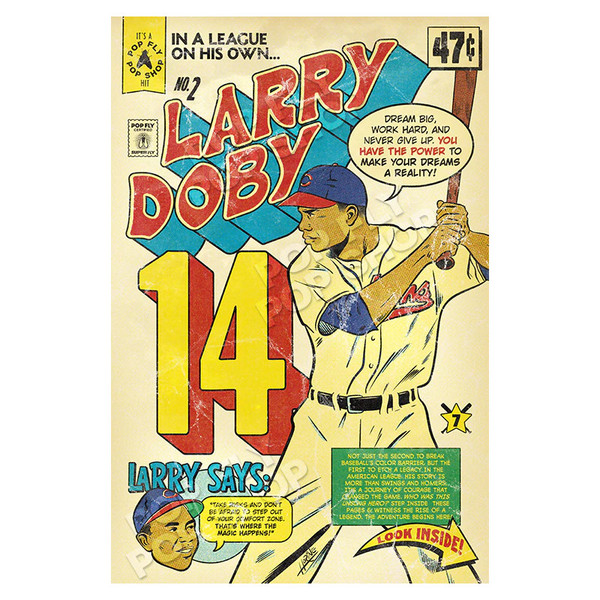 Larry Doby Pop Fly 2024 7" x 10.5" Limited Edition Art Print #157 Ltd Ed of 215