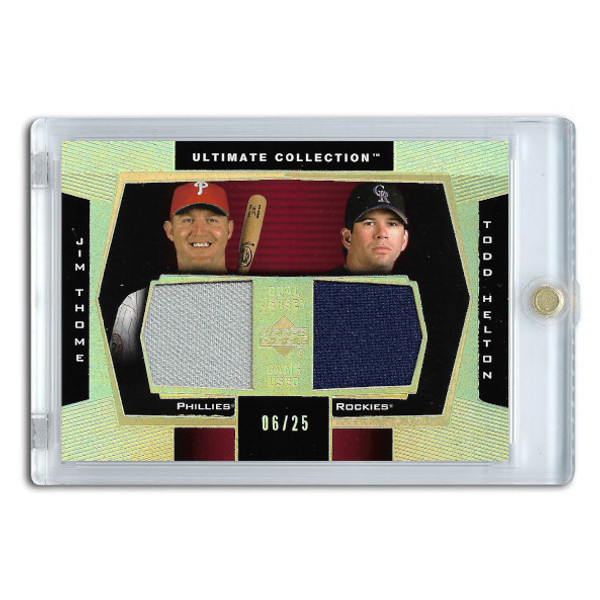 Todd Helton and Jim Thome 2003 Upper Deck Ultimate Collection Dual Game Jersey Gold Ltd Ed of 25