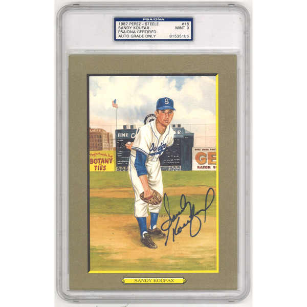 Sandy Koufax Autographed Perez-Steele Great Moments Jumbo Postcard # 16 (PSA-85)