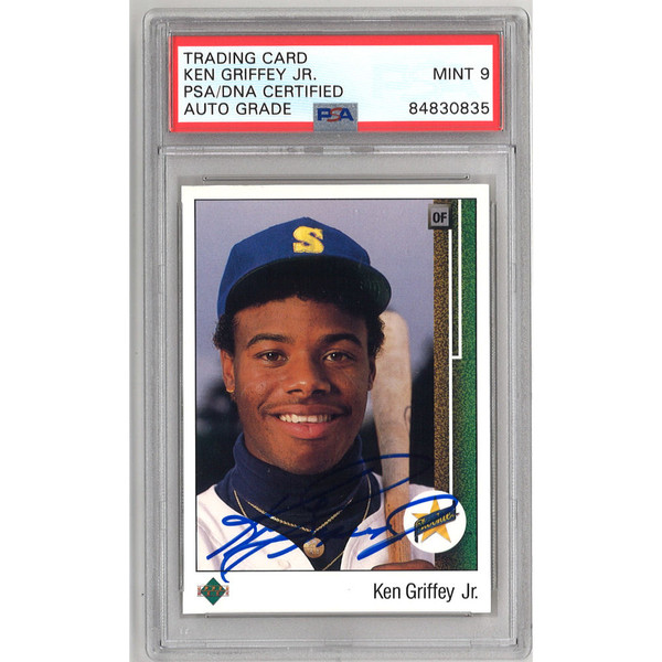 Ken Griffey Jr. Autographed Baseball Rookie Card 1989 Upper Deck # 1 (PSA 9 Auto)