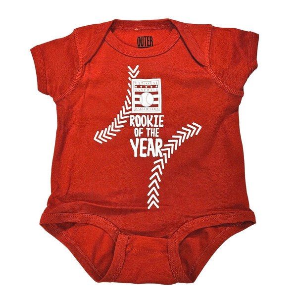 Baseball Hall of Fame Newborn & Infant Rookie Of The Year Red Onesie