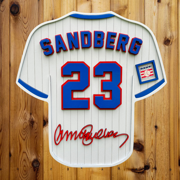 Ryne Sandberg 3D Signature Wood Jersey 19 x 18 Wall Sign (white)